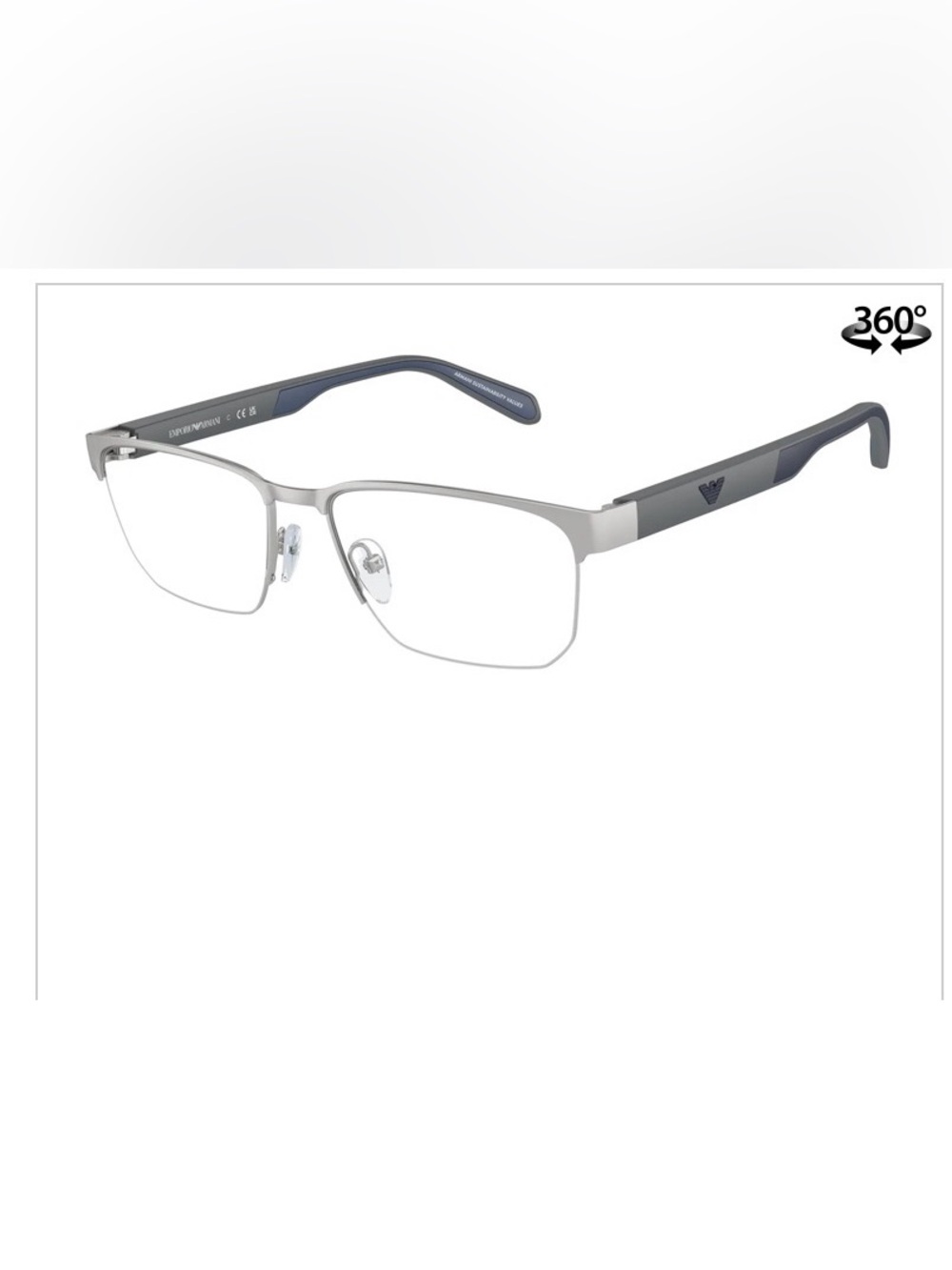 Emporio Armani EA 1162 Men's semi-rimless Glasses in Navy and Gunmetal